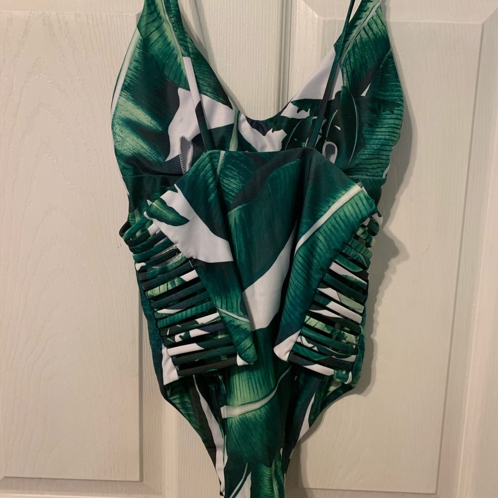 Palm leaves one piece swimsuit